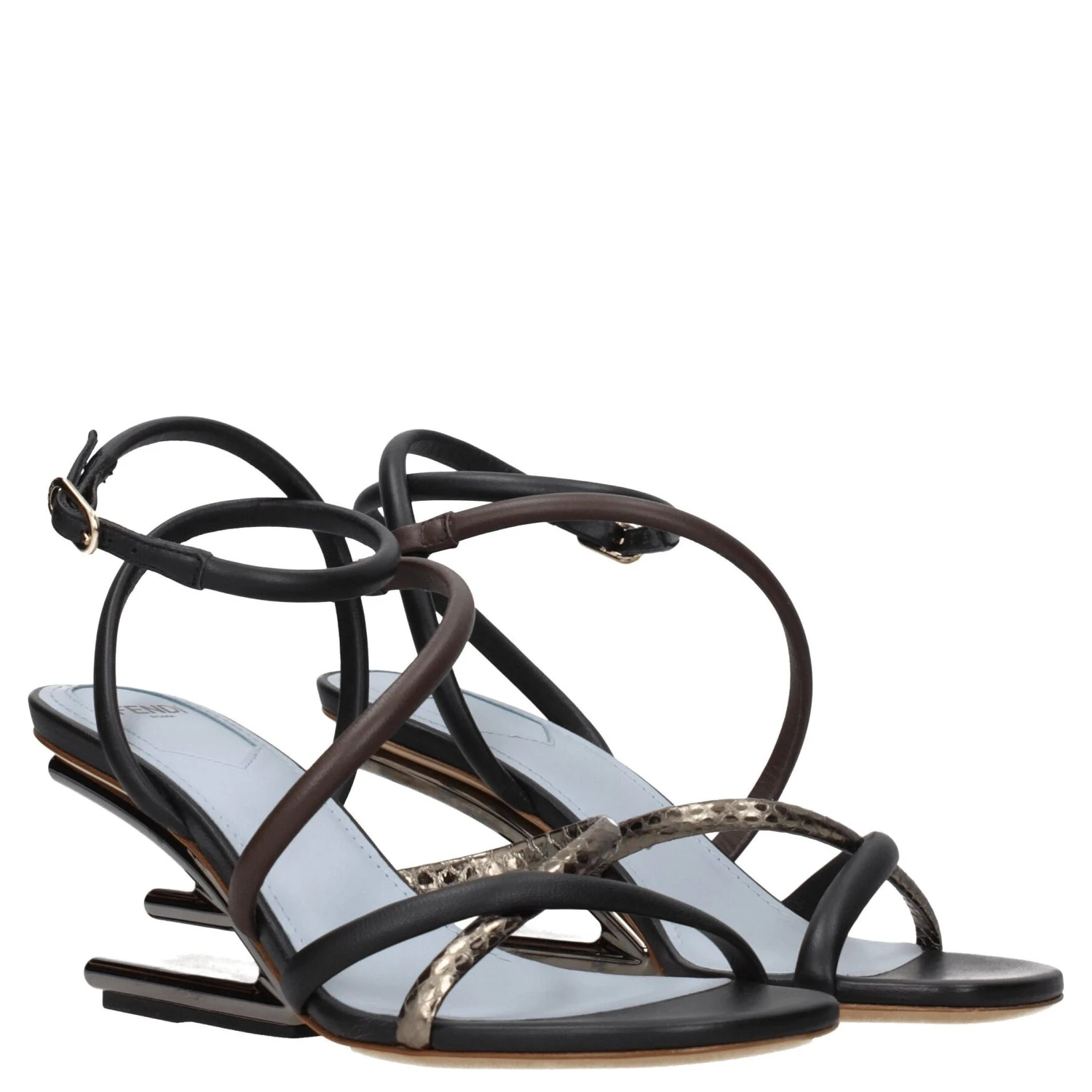 Multicolor Leather Flat Sandals