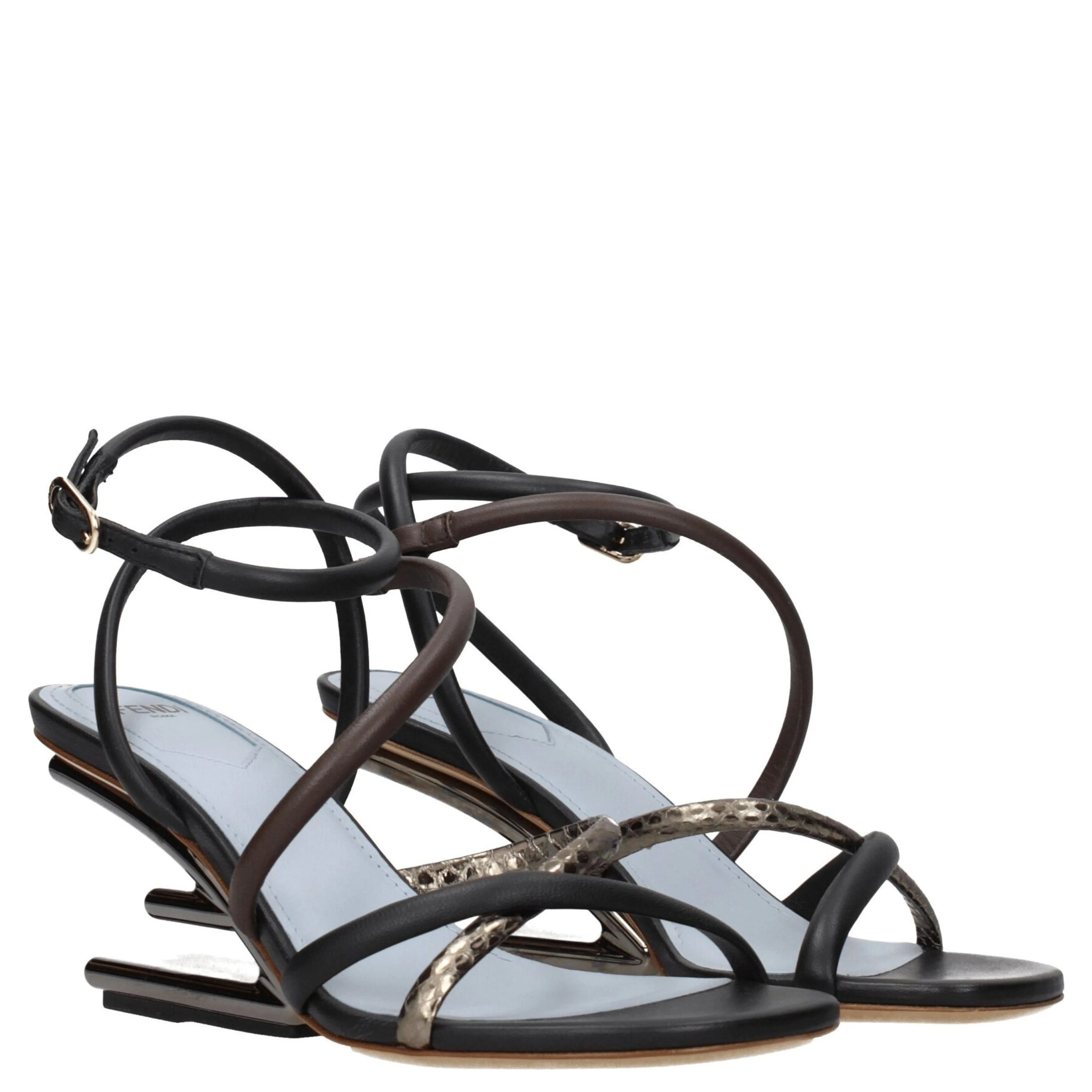 Multicolor Leather Flat Sandals