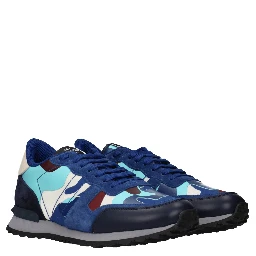 Blue Leather Athletic Sneakers