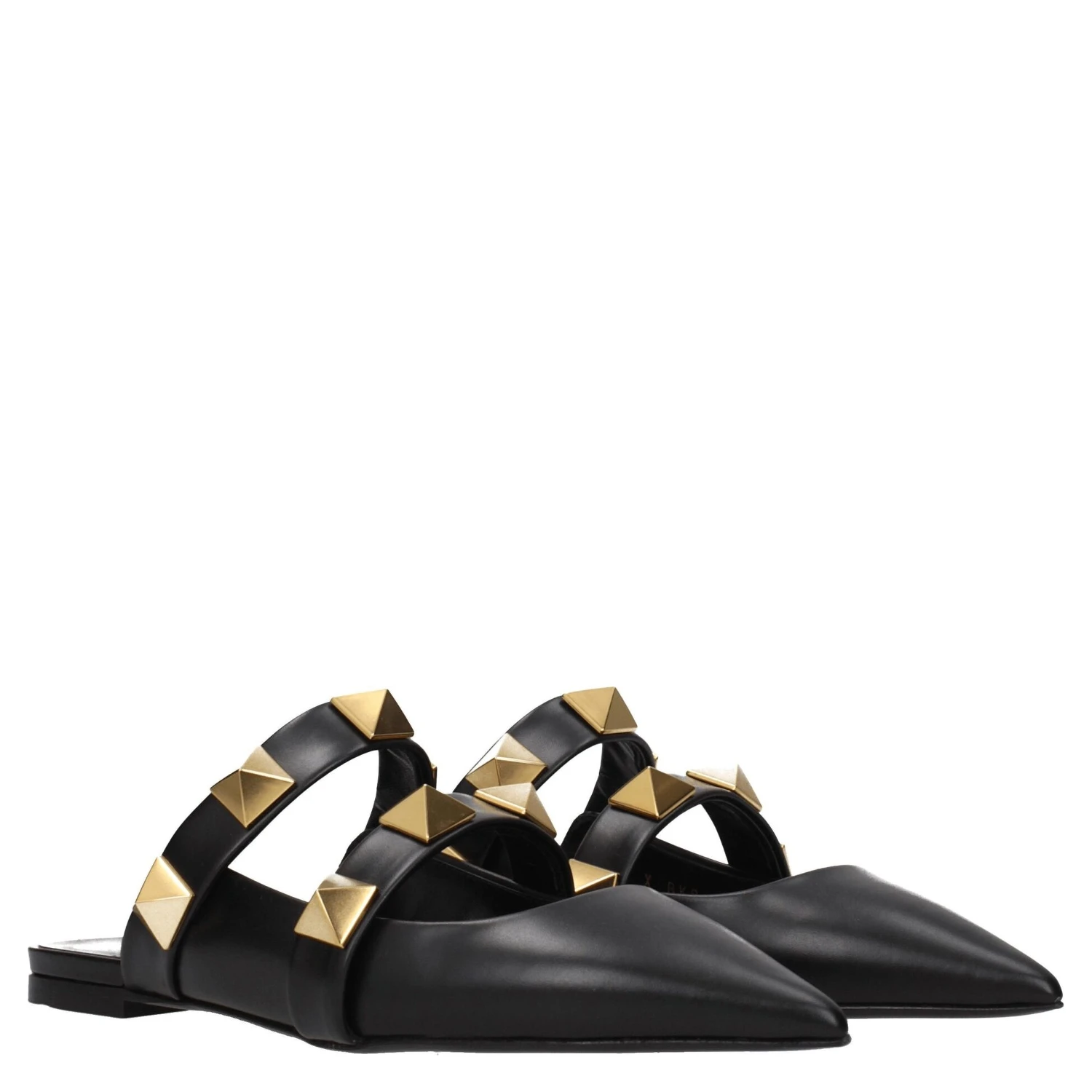 Black Leather Mules