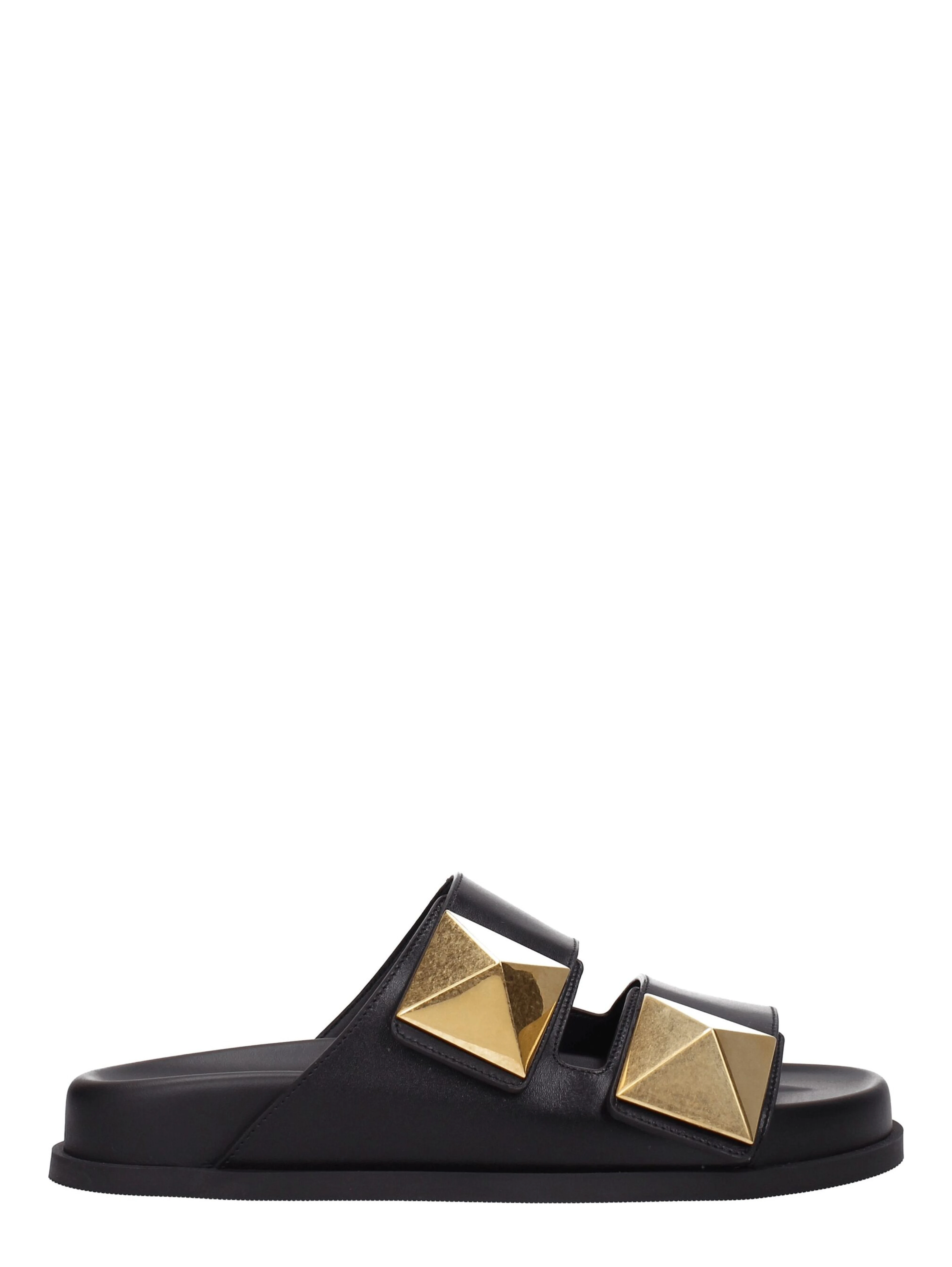 Black Leather Slippers
