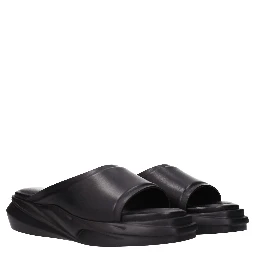 Black Leather Slippers