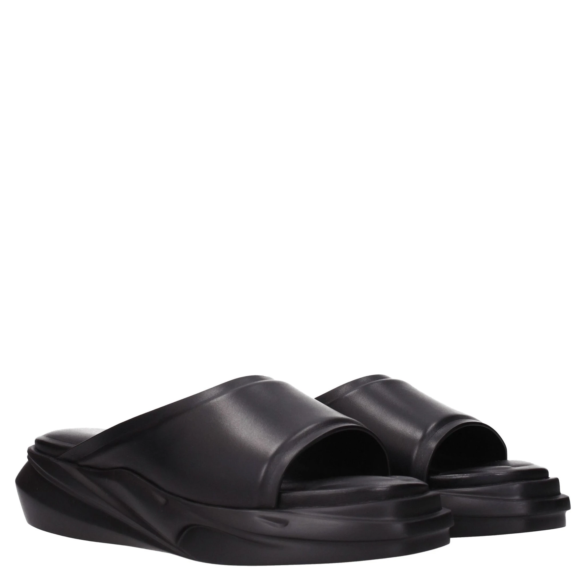 Black Leather Slippers