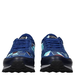 Blue Leather Athletic Sneakers
