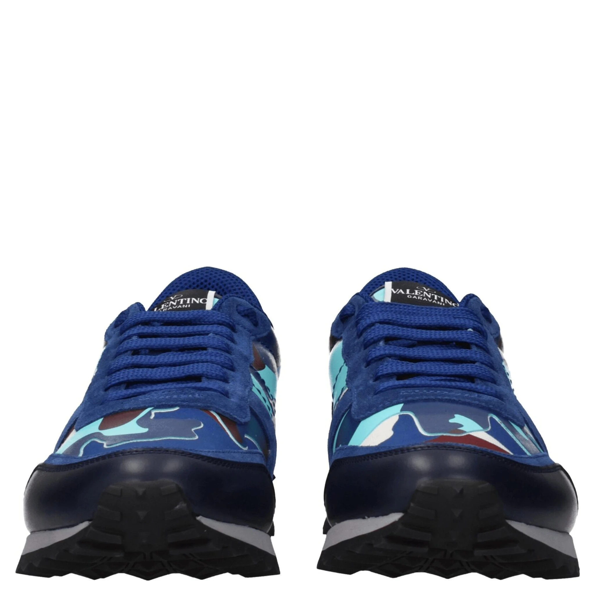 Blue Leather Athletic Sneakers