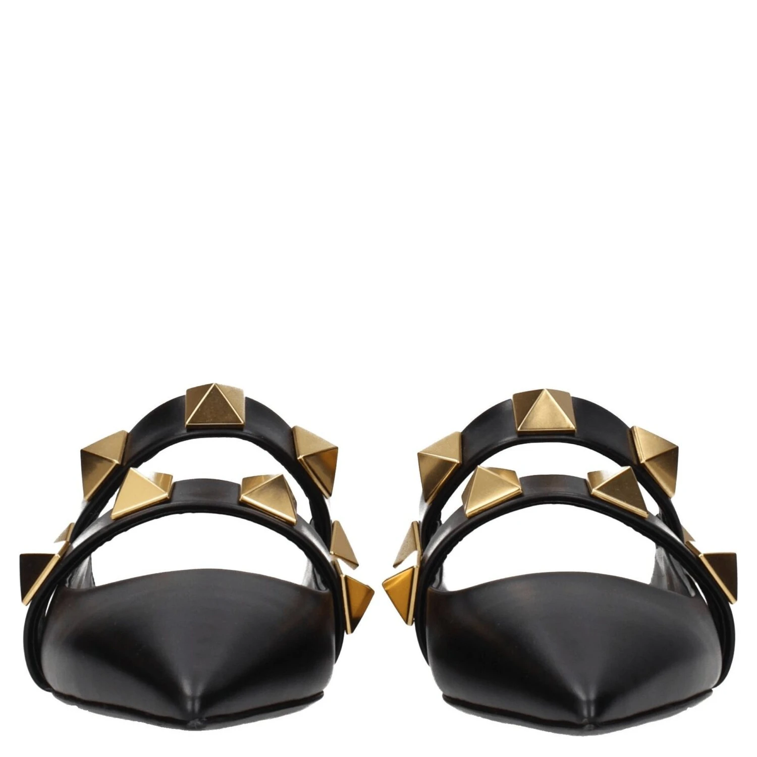 Black Leather Mules