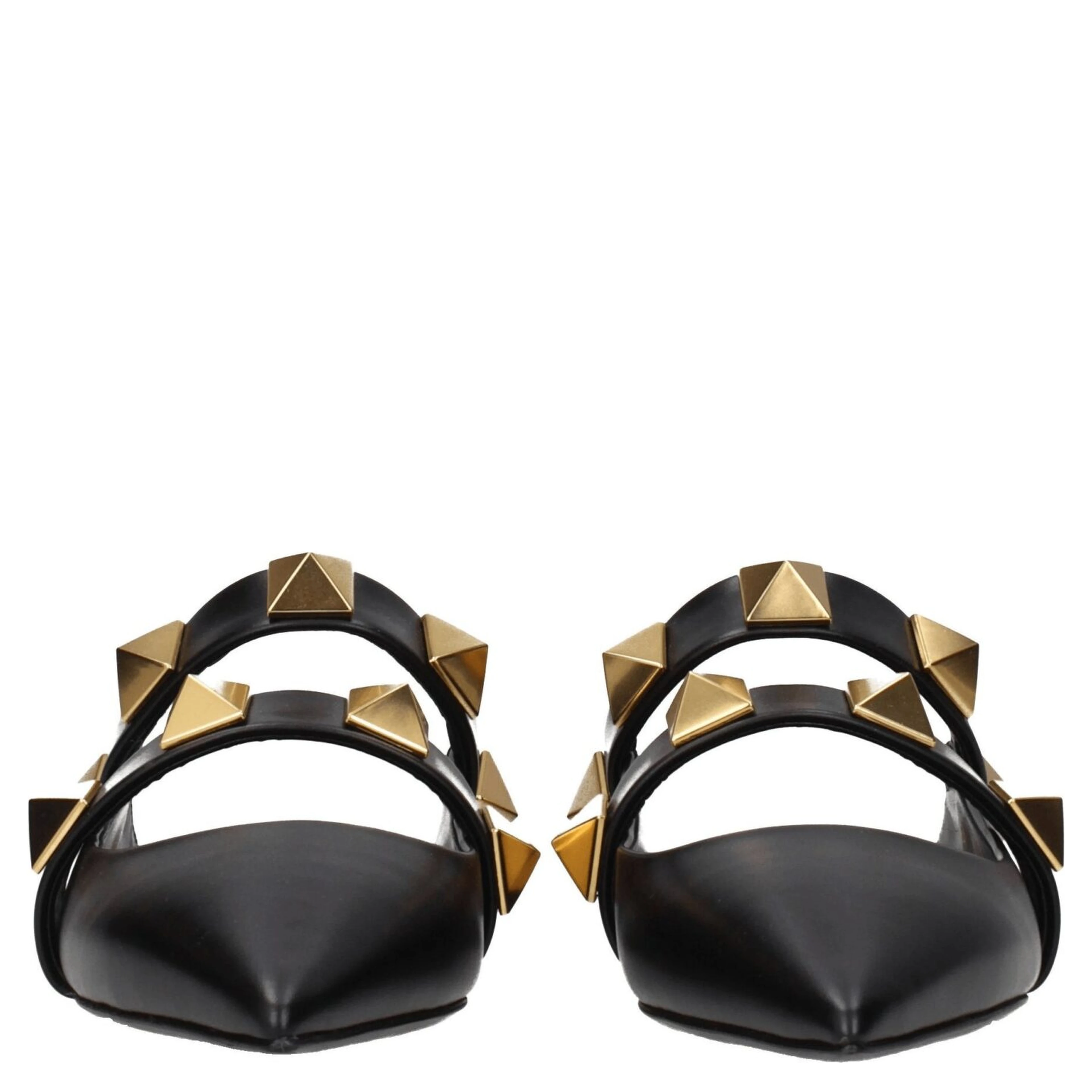 Black Leather Mules