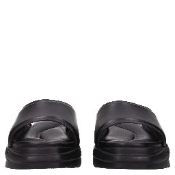 Black Leather Slippers