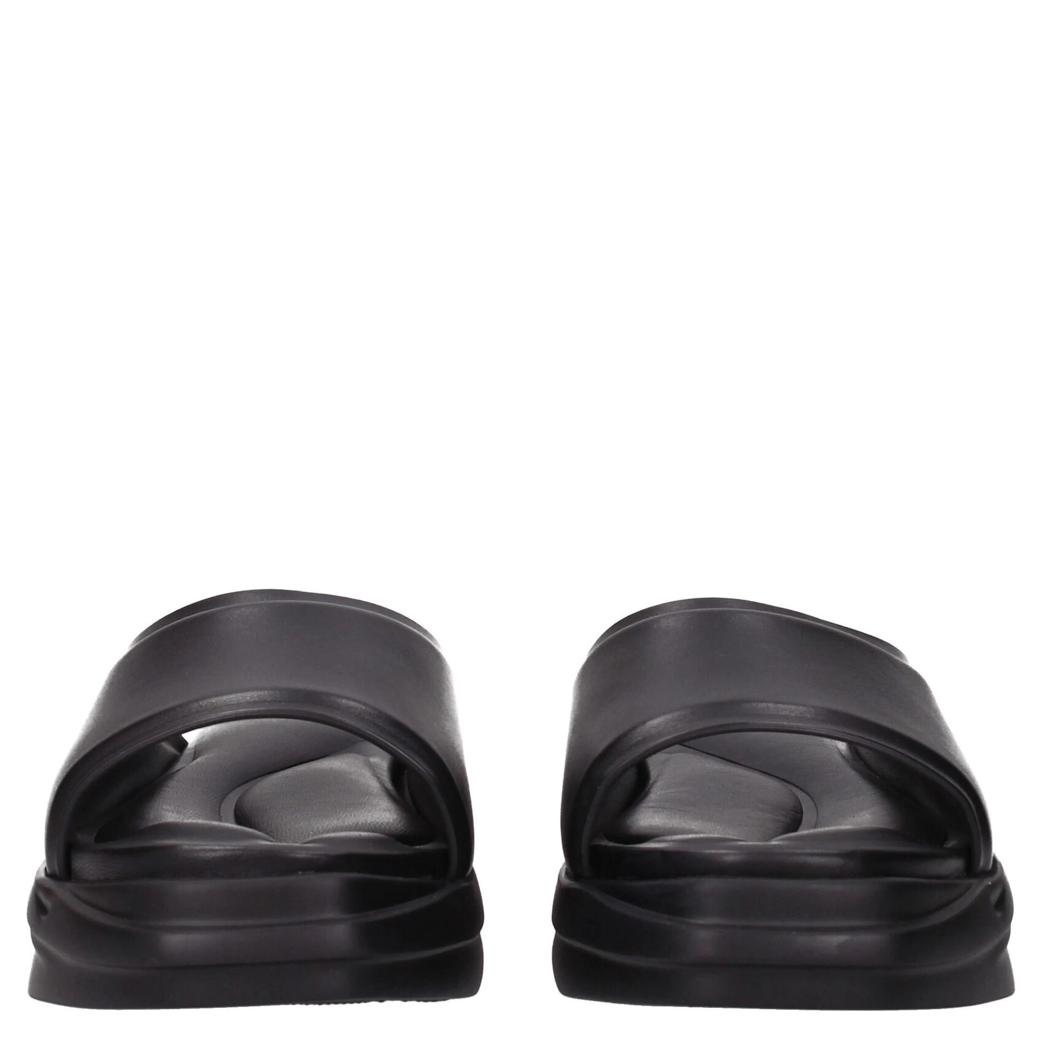 Black Leather Slippers