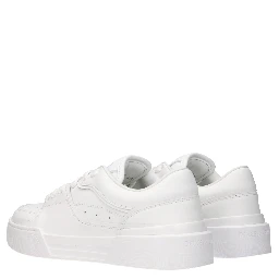 White Leather Low Top Sneakers