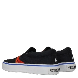 Black Fabric Slip-On Loafers