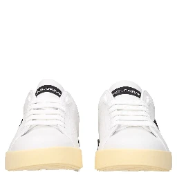 White Leather Low Top Sneakers