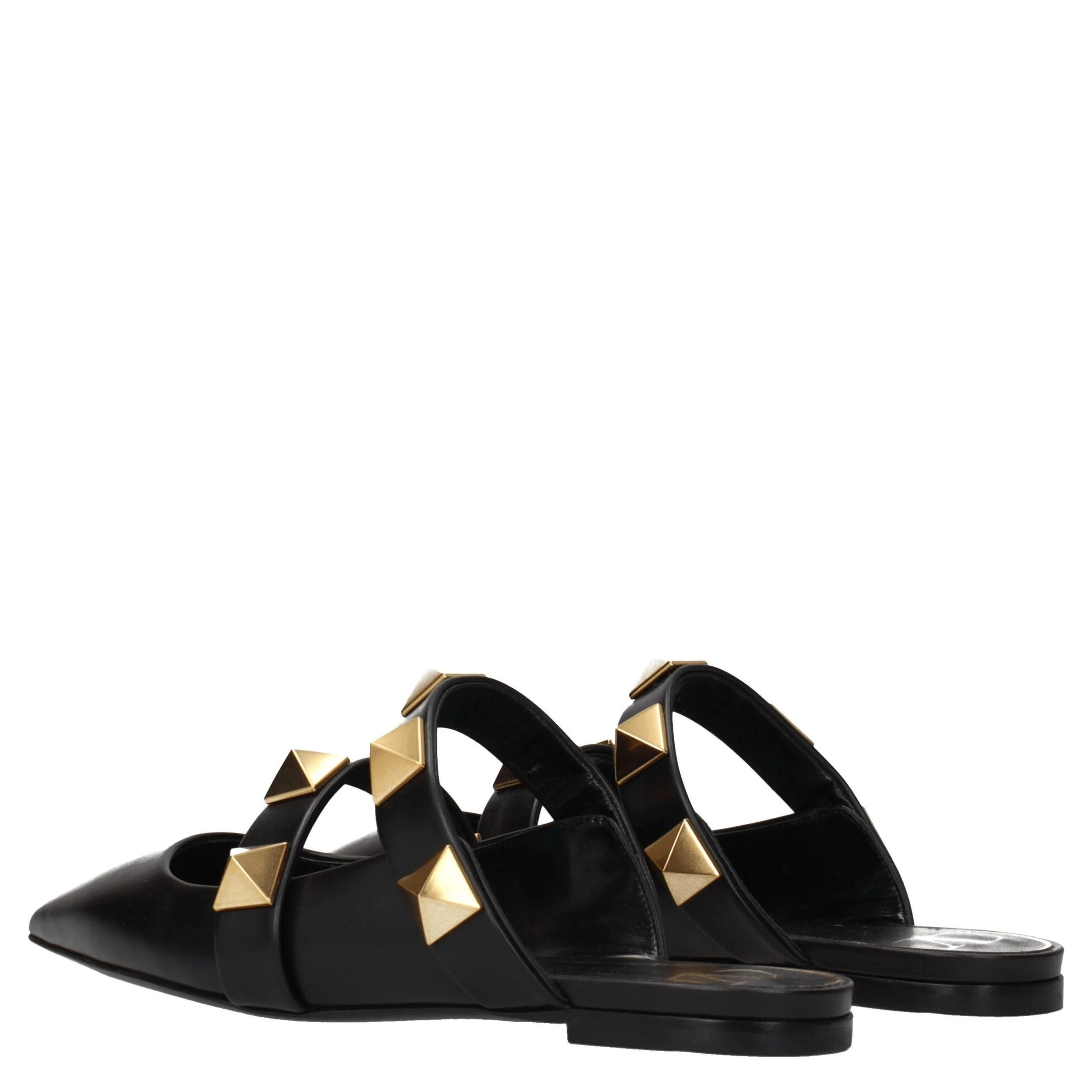 Black Leather Mules