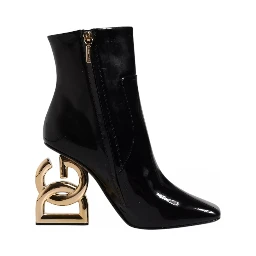 Black Jackie Leather Mid Calf Boots Shoes