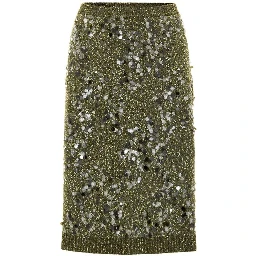 Green Viscose Mini Skirt