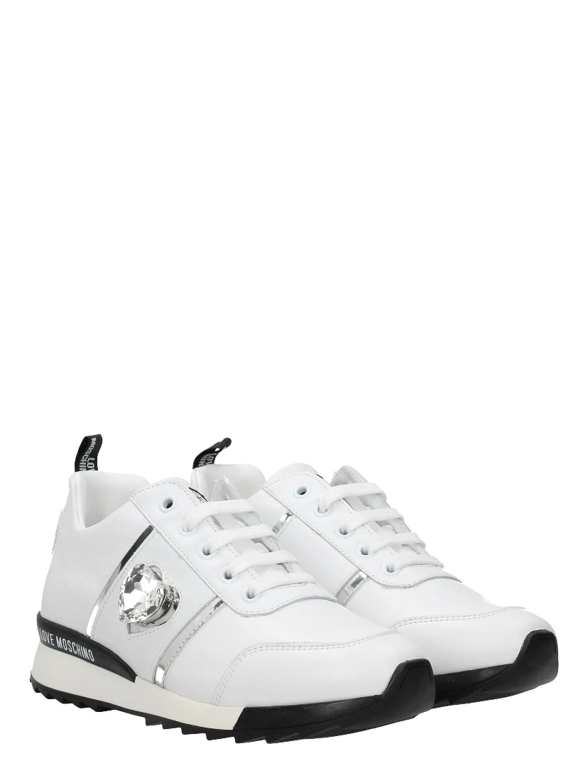 White Leather Low Top Sneakers