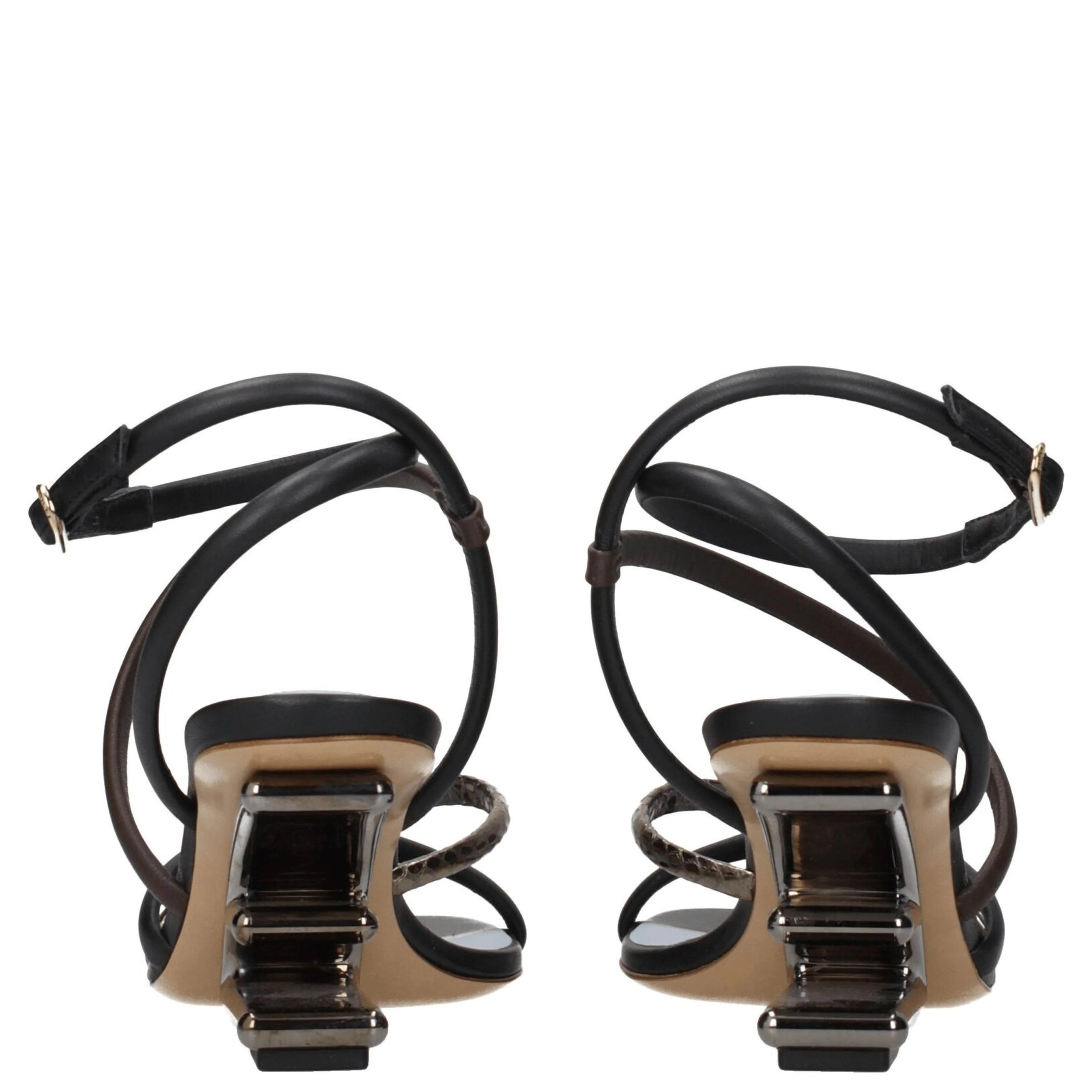 Multicolor Leather Flat Sandals