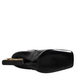 Black Jackie Leather Mid Calf Boots Shoes