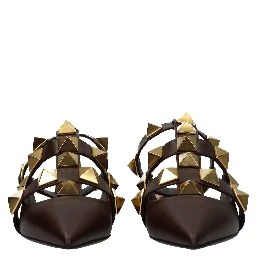 Brown Leather Flat Sandals