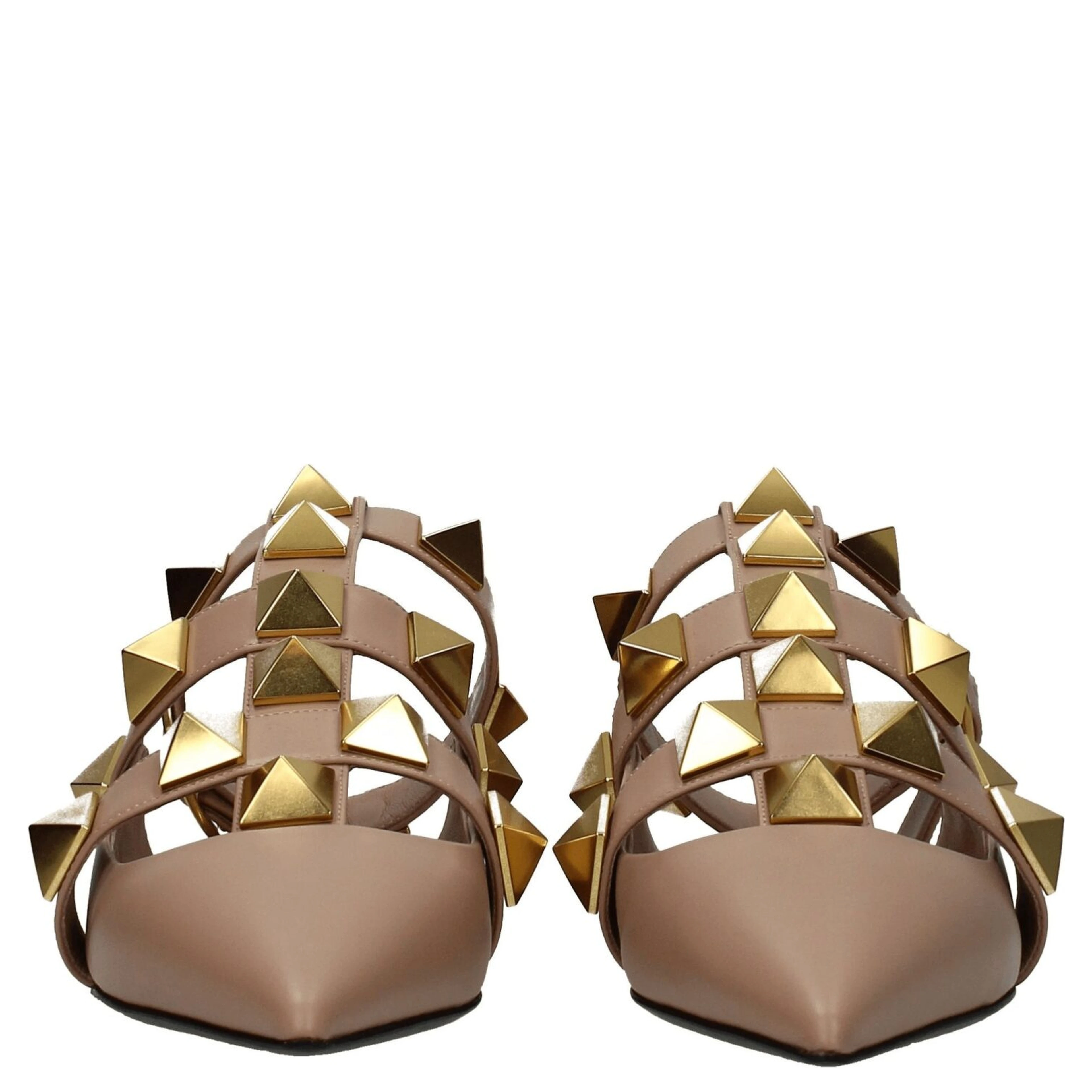 Pink Leather Flat Sandals