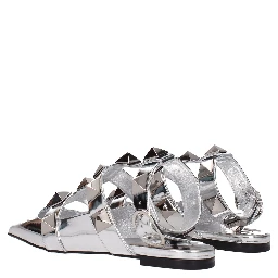 Gray Leather Sandals