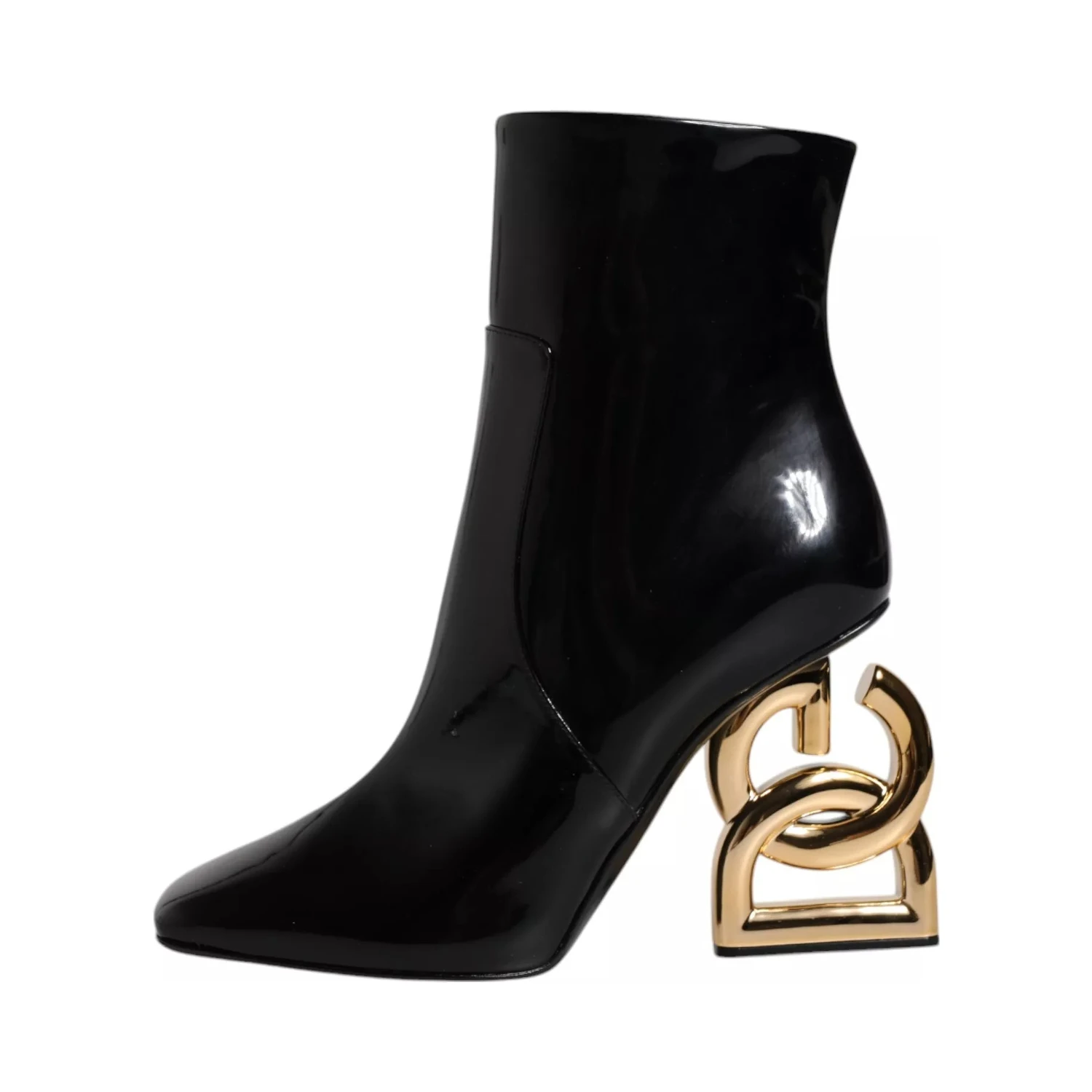 Black Jackie Leather Mid Calf Boots Shoes