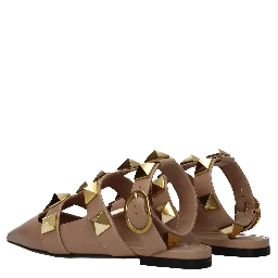 Pink Leather Flat Sandals