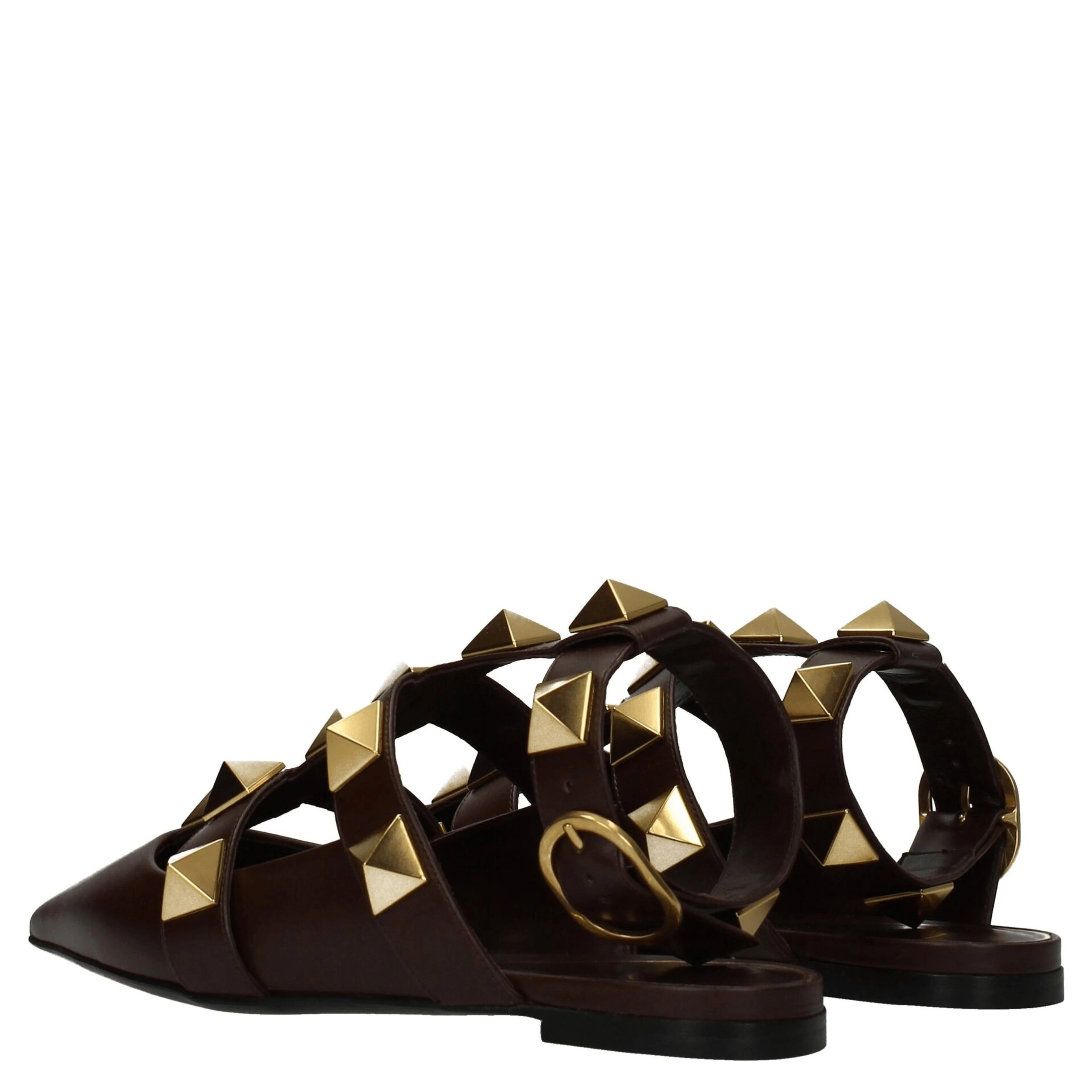 Brown Leather Flat Sandals