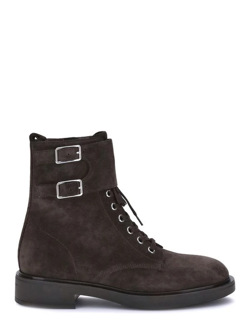 Brown Calf Leather Bos Taurus Lace-Up Boots