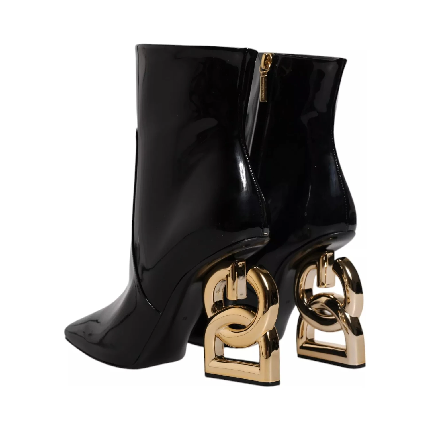 Black Jackie Leather Mid Calf Boots Shoes