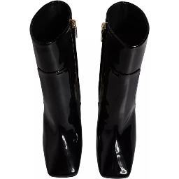 Black Jackie Leather Mid Calf Boots Shoes