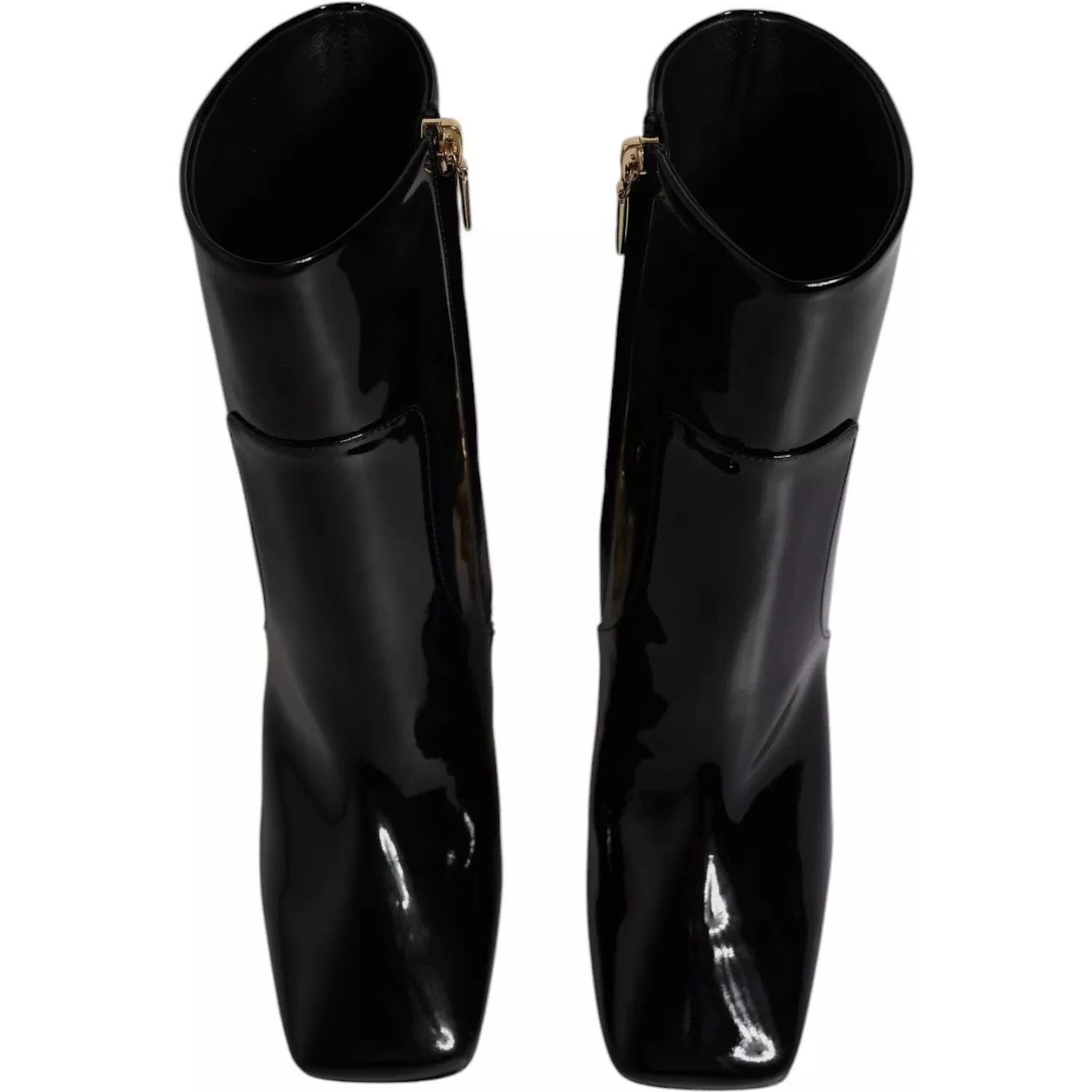 Black Jackie Leather Mid Calf Boots Shoes