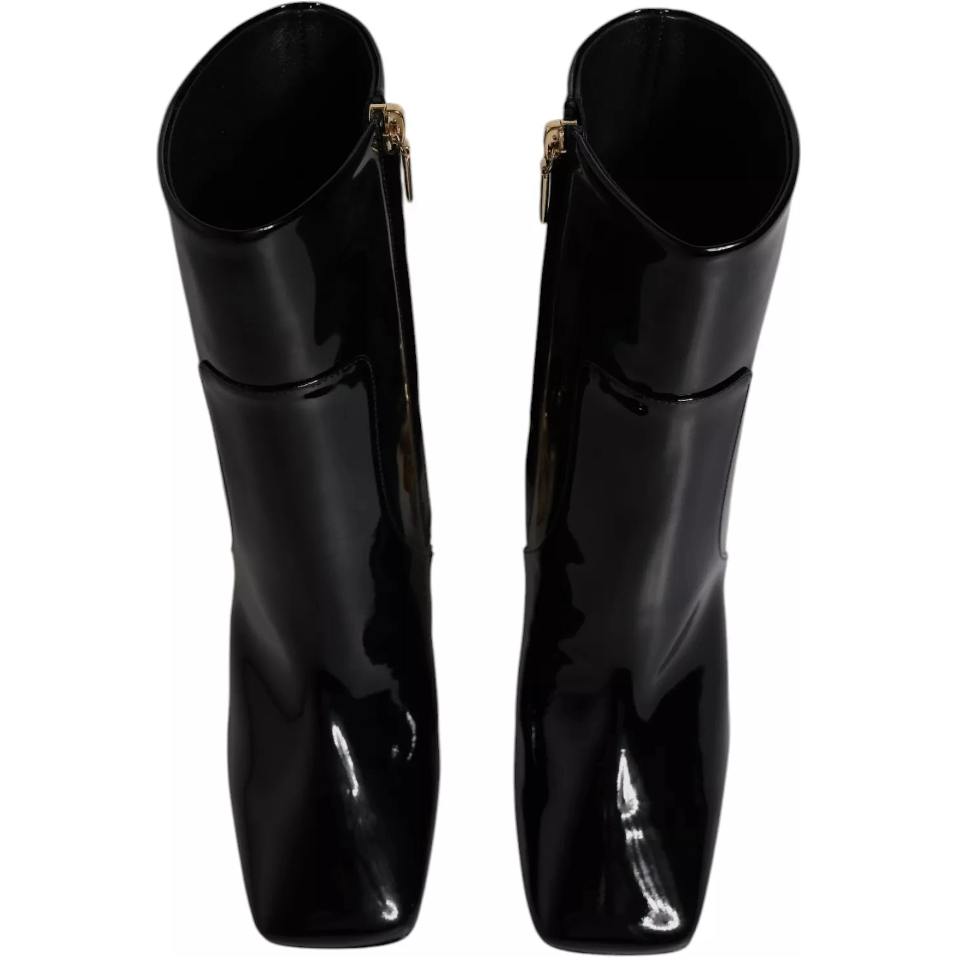 Black Jackie Leather Mid Calf Boots Shoes