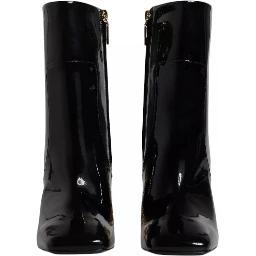 Black Jackie Leather Mid Calf Boots Shoes