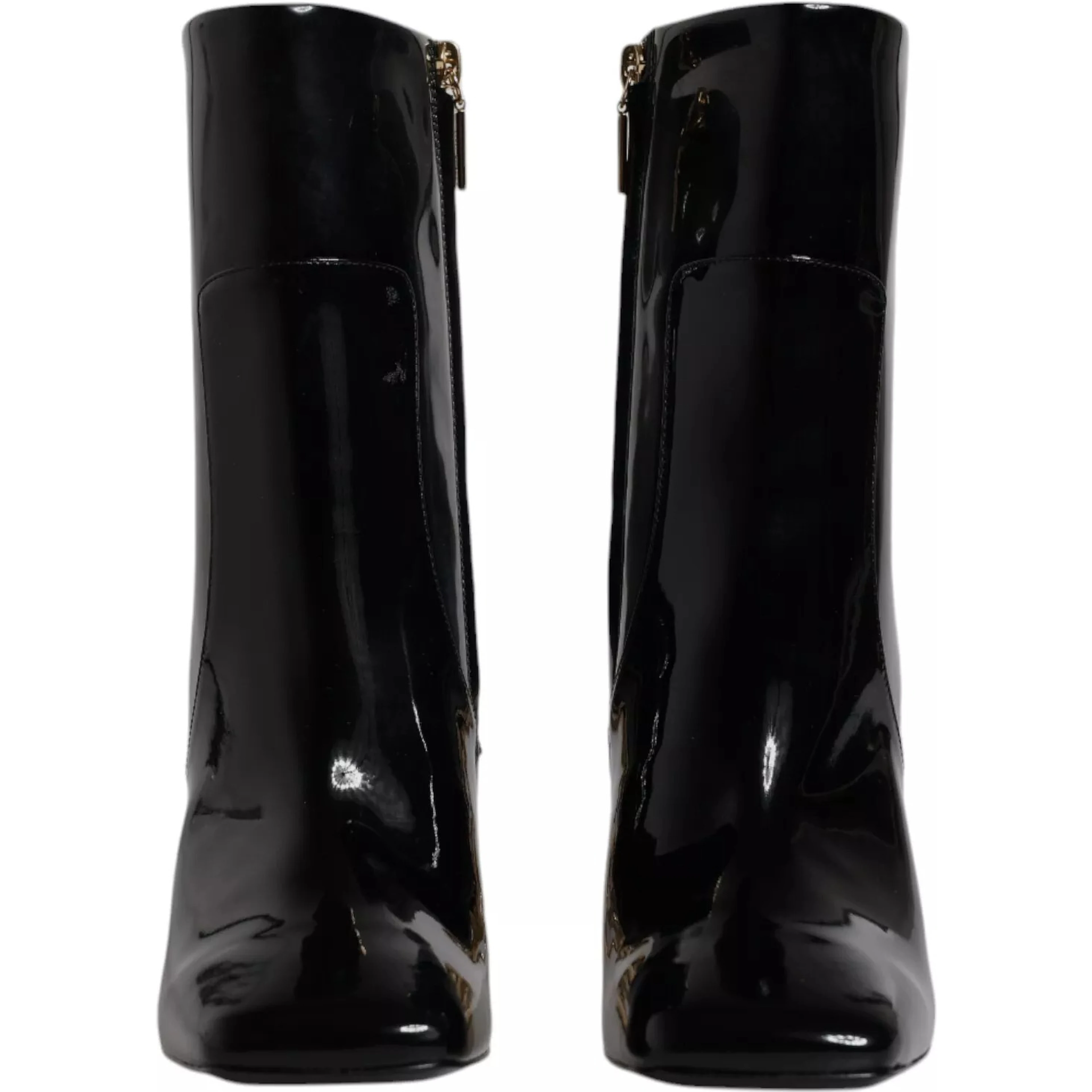Black Jackie Leather Mid Calf Boots Shoes
