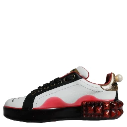 White Red Crystals Leather Portofino Sneakers Shoes