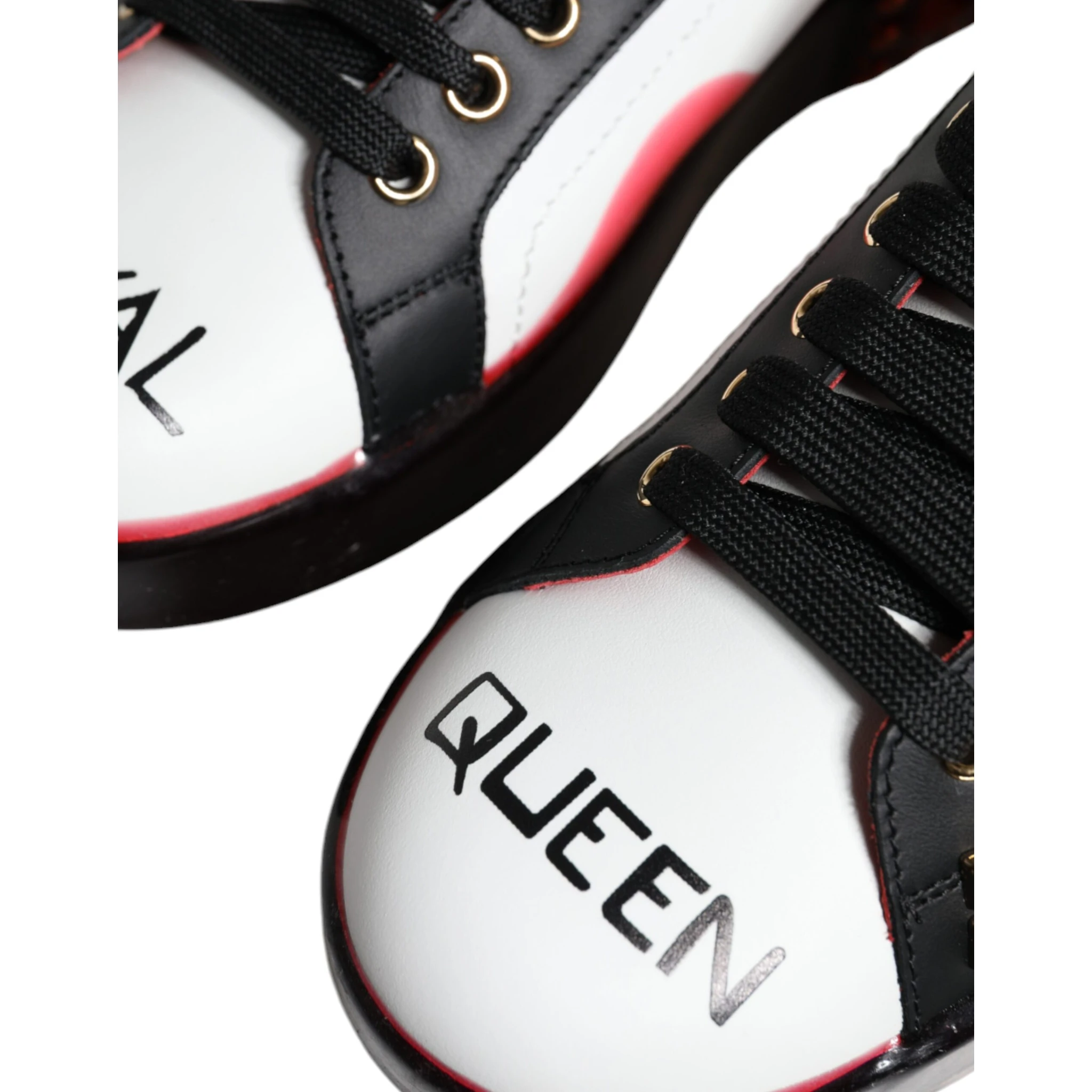 White Red Crystals Leather Portofino Sneakers Shoes