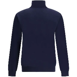 Blue Fleece Wool Turtleneck