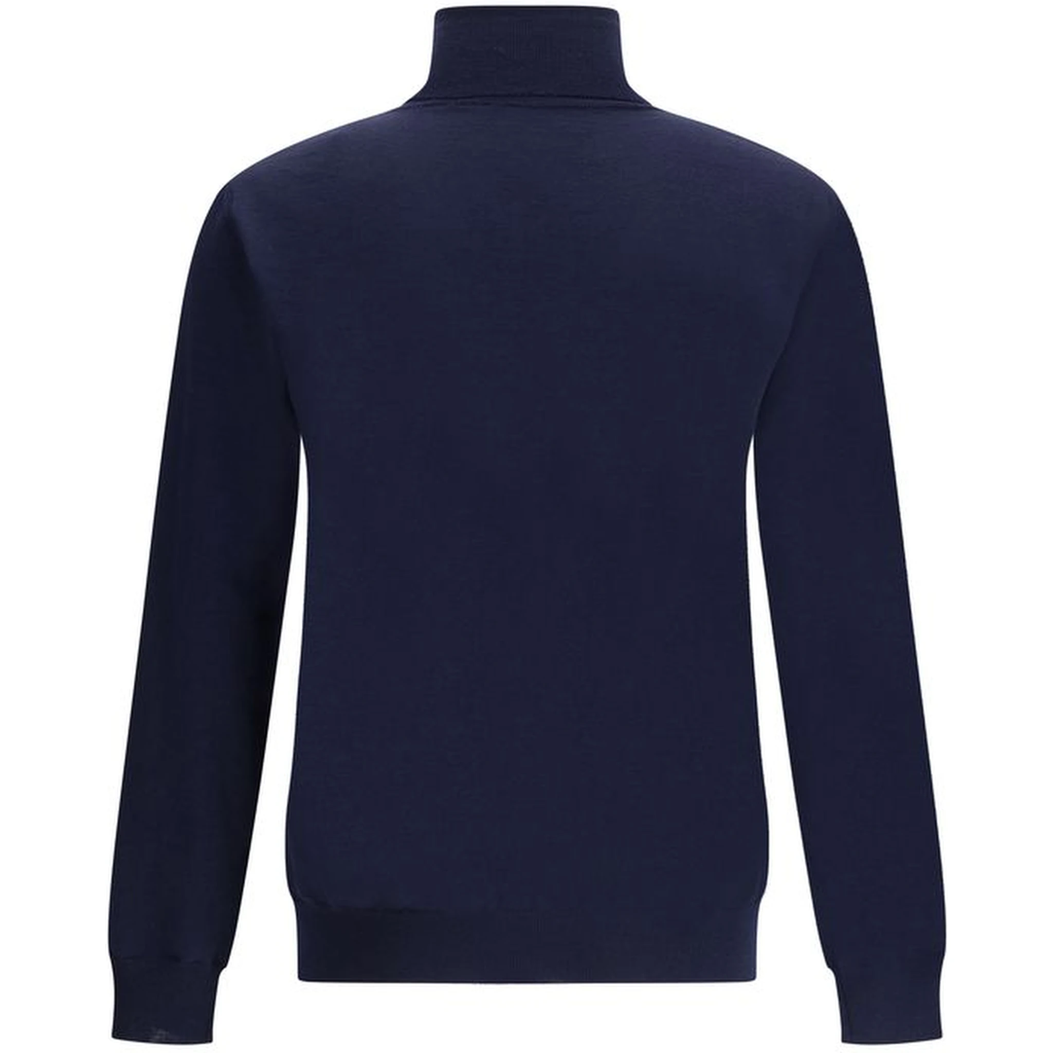 Blue Fleece Wool Turtleneck