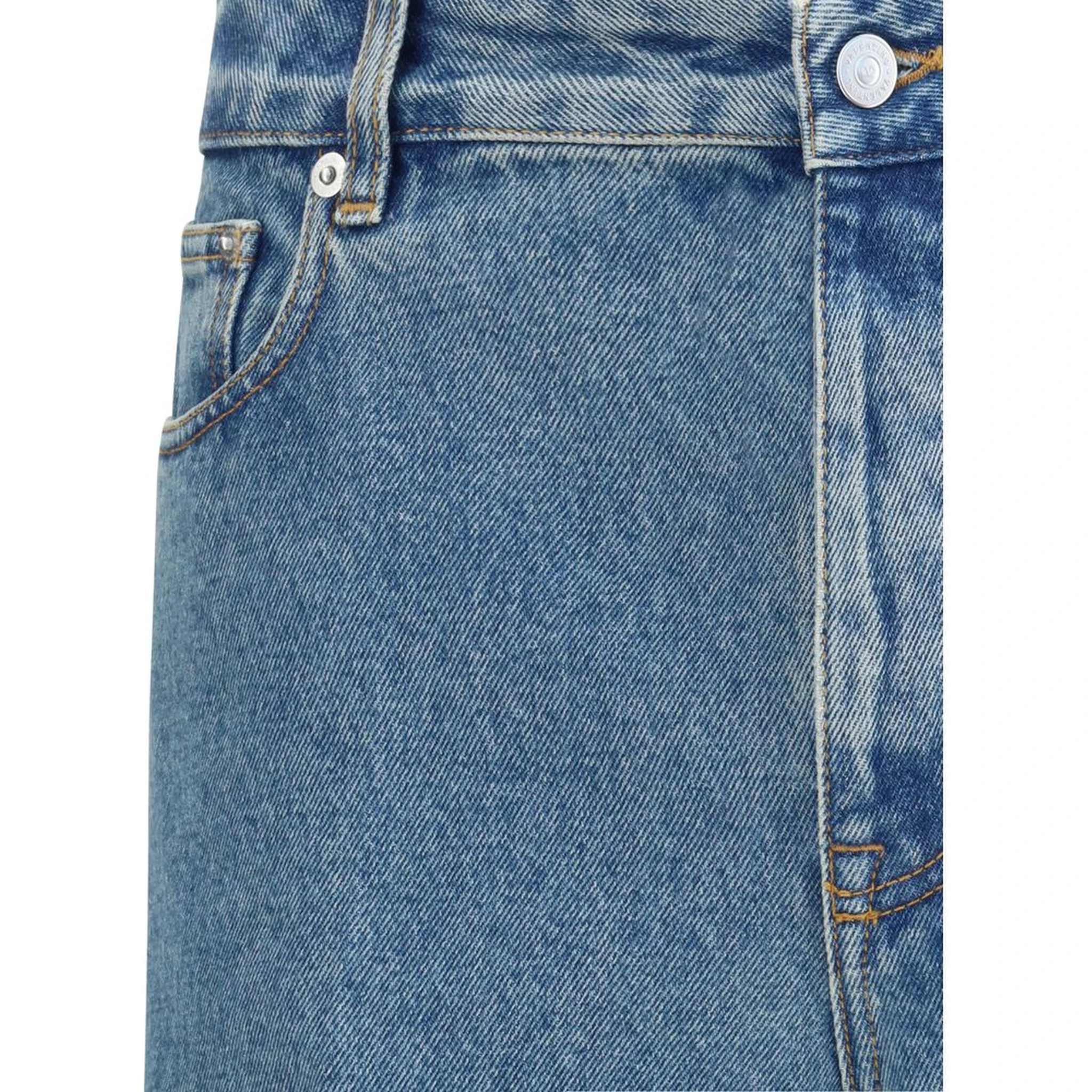 بنطلون جينز أزرق قطني بقصة مستقيمة