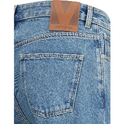 بنطلون جينز أزرق قطني بقصة مستقيمة