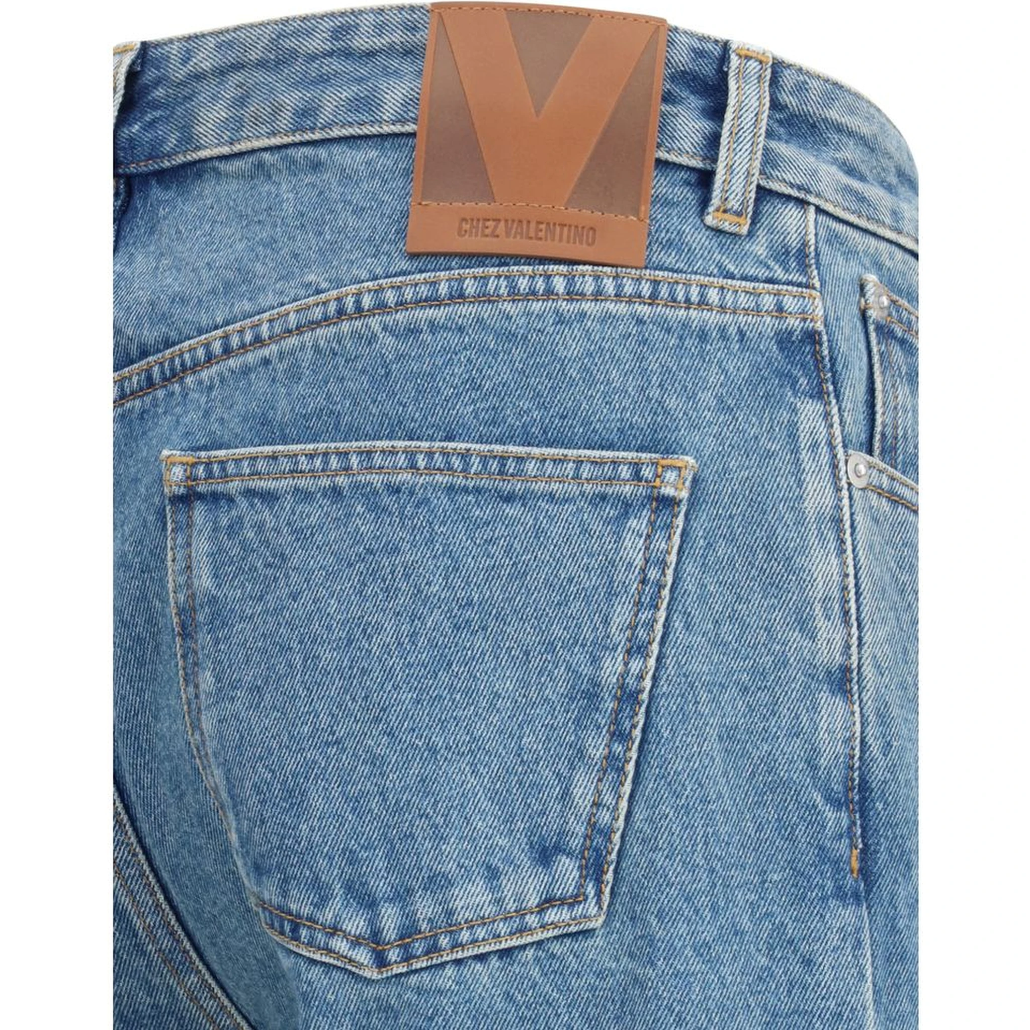 بنطلون جينز أزرق قطني بقصة مستقيمة