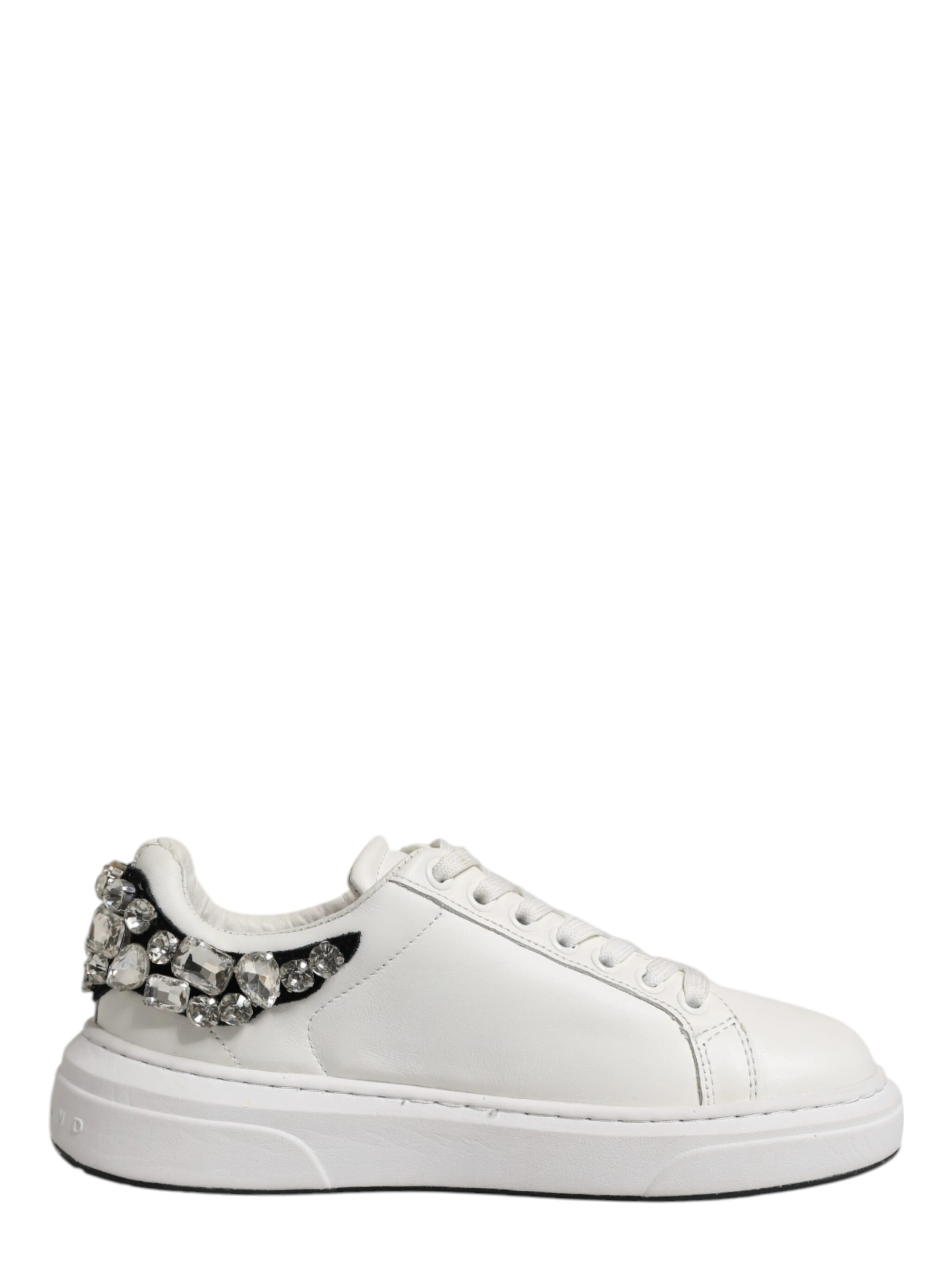 White Rhinestone Embellished Sneakers Shoes