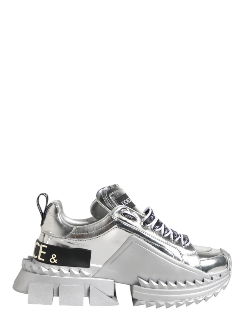 Silver Leather Super Queen Sneakers Shoes