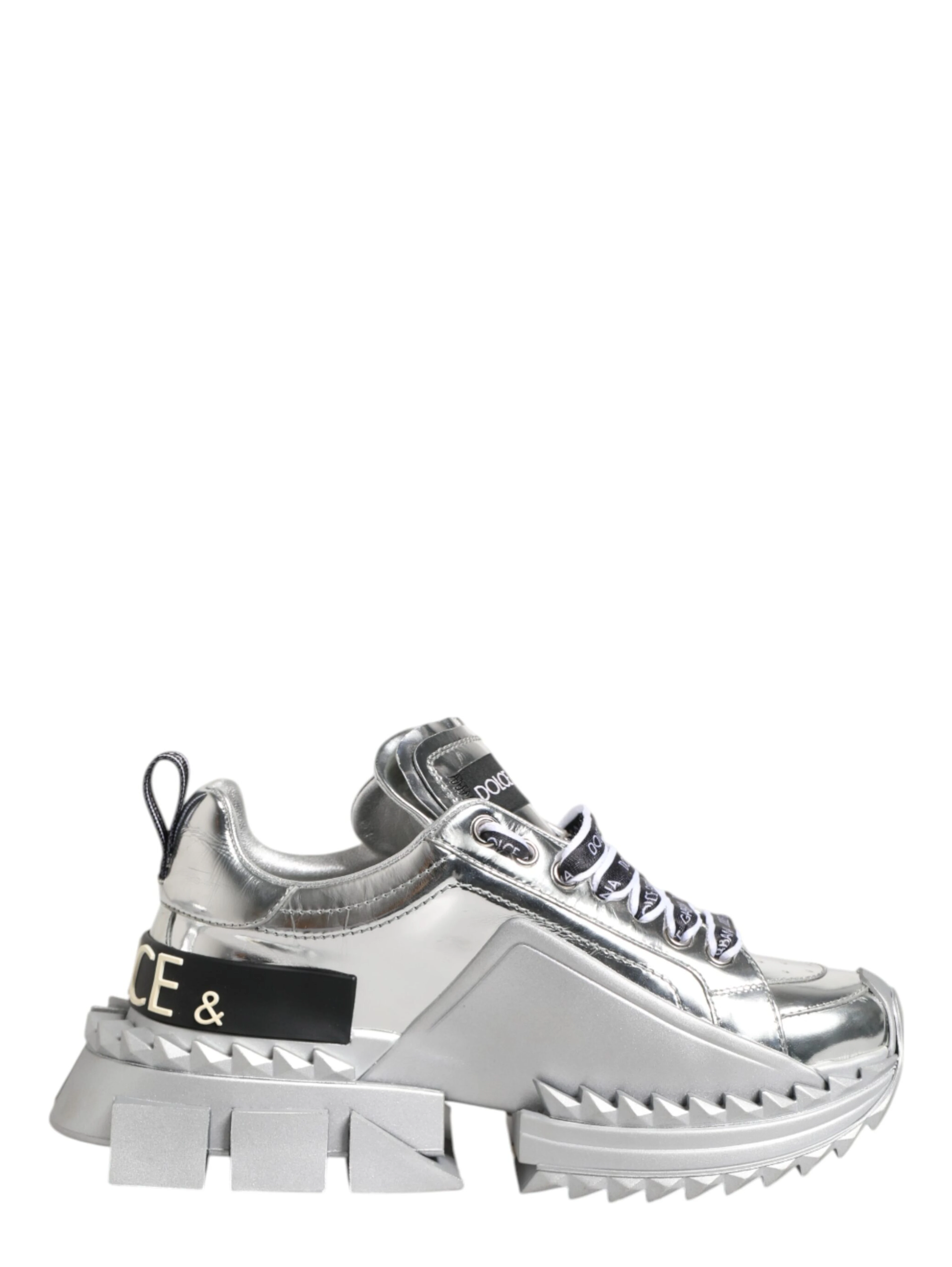 Silver Leather Super Queen Sneakers Shoes