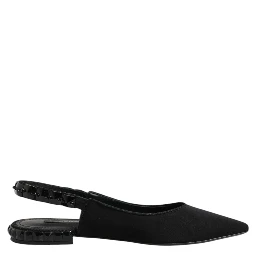 Black Crystal Charmeuse Slingback Shoes