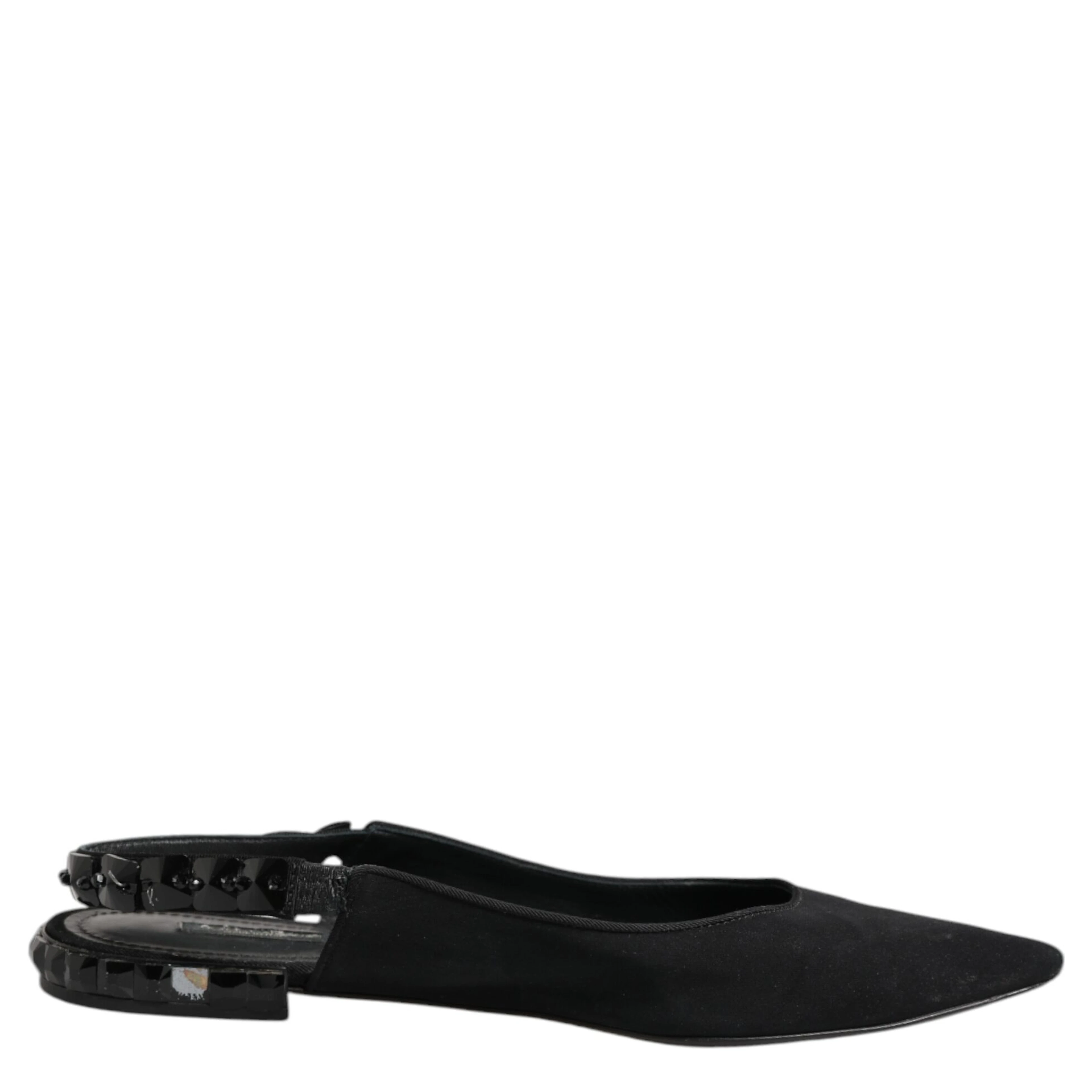 Black Crystal Charmeuse Slingback Shoes
