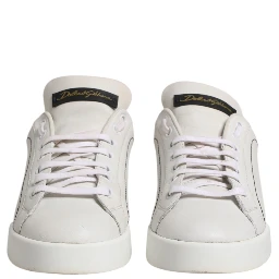 White Gold Leather Low Top Sneakers Shoes