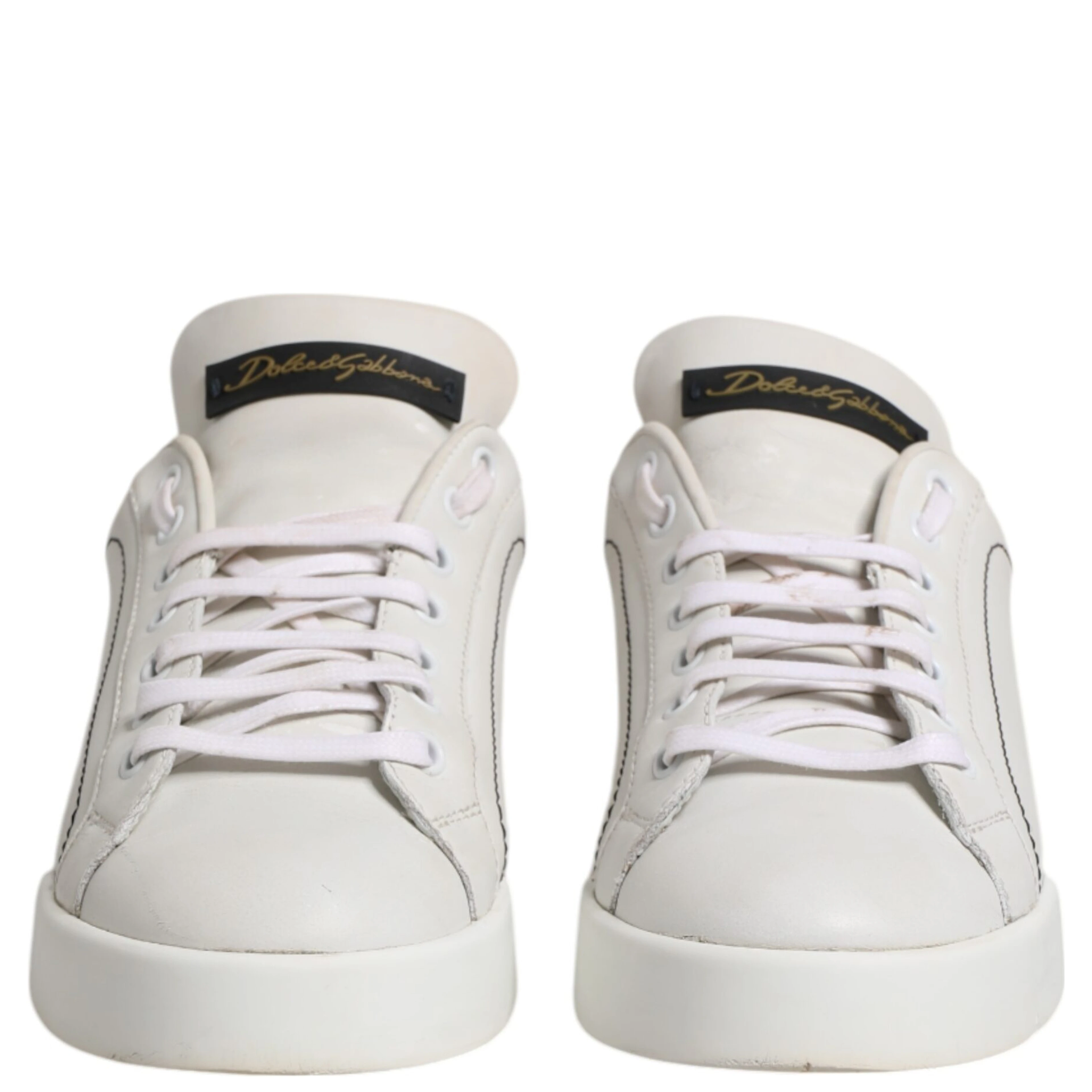 White Gold Leather Low Top Sneakers Shoes