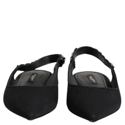 Black Crystal Charmeuse Slingback Shoes